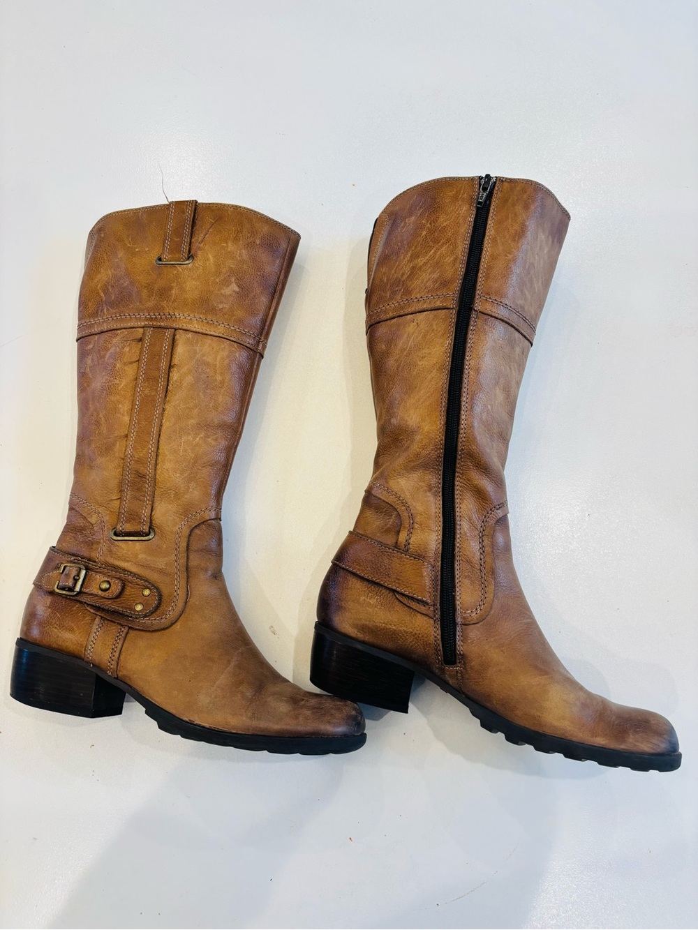 Women’s Leather Brown Side Zipper Mid-Calf Riding Boots size 8 - Picture 4 of 13